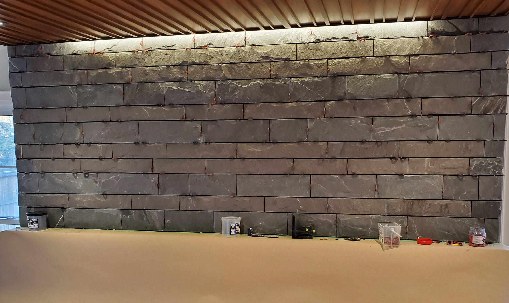 Fireplace stone installation in Newmarket
