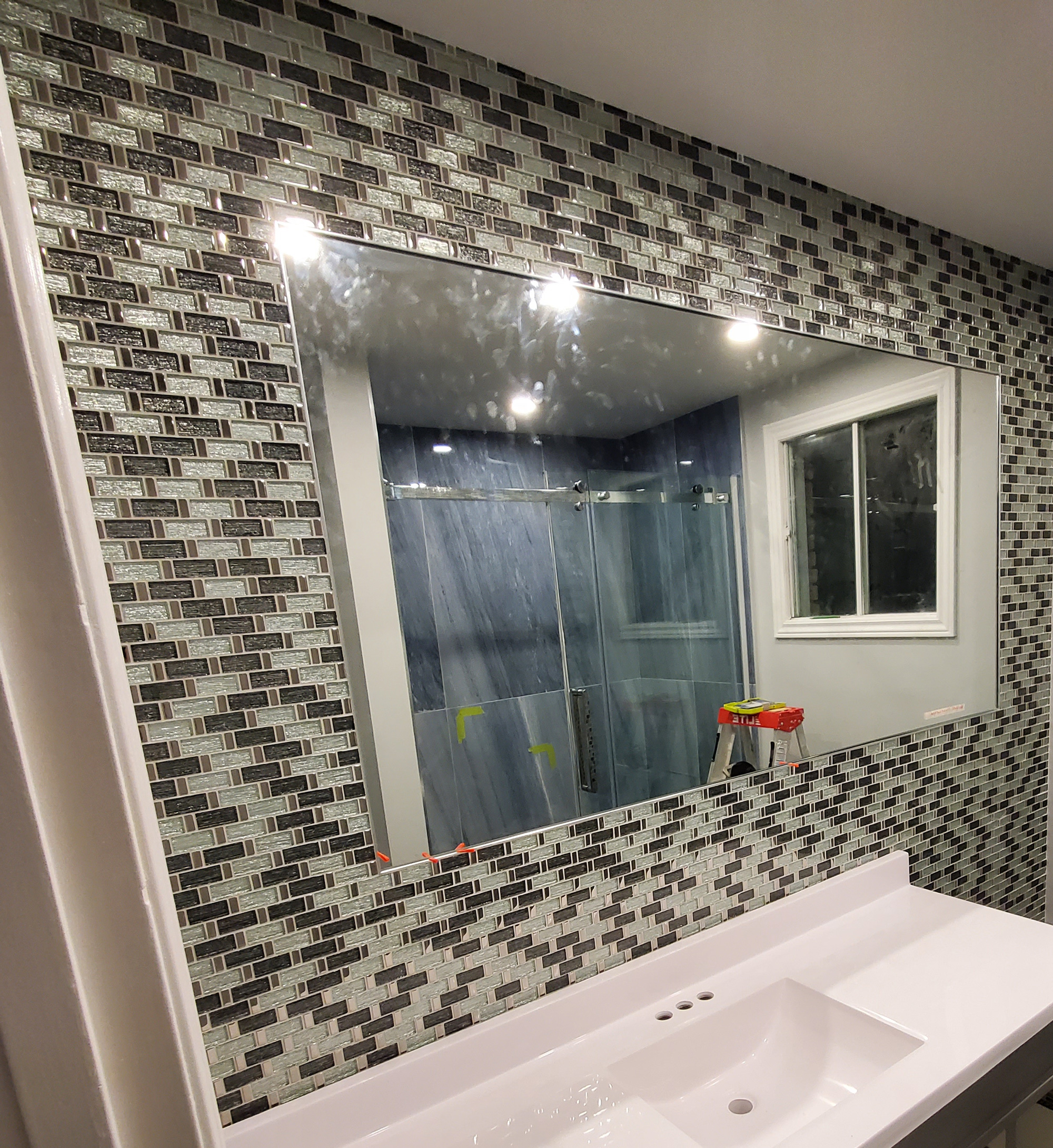 Bathroom mosaic wall tile installation in Newmarket