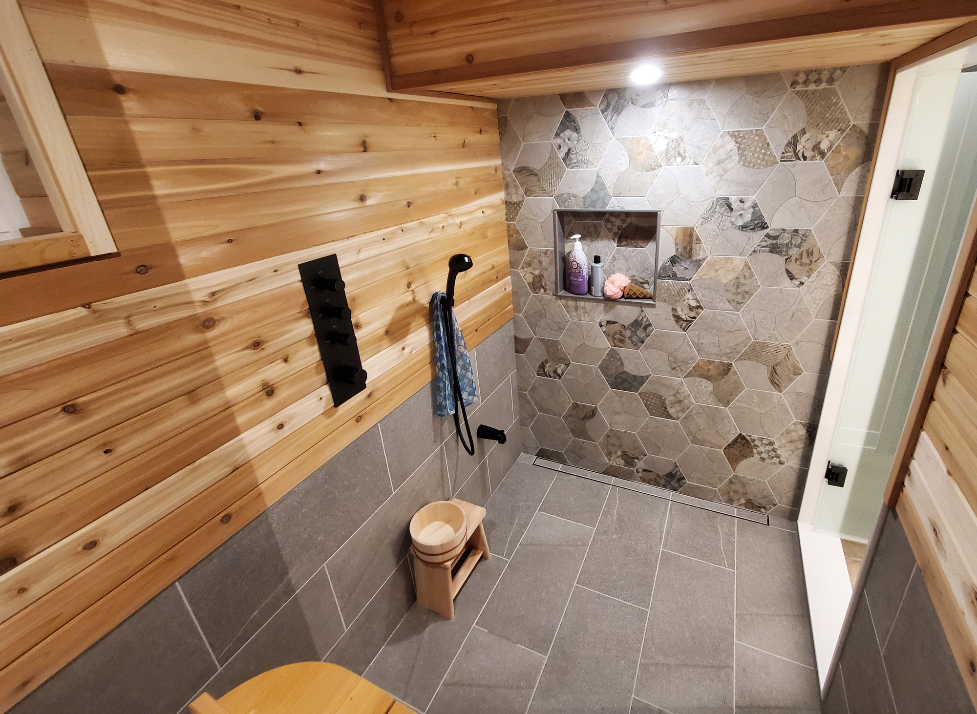 Sauna tile installation in Newmarket