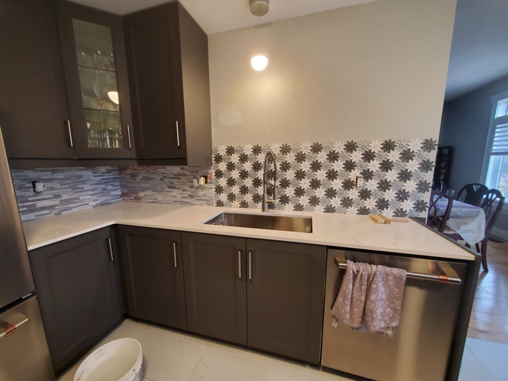 Kitchen backsplash installation in Newmarket